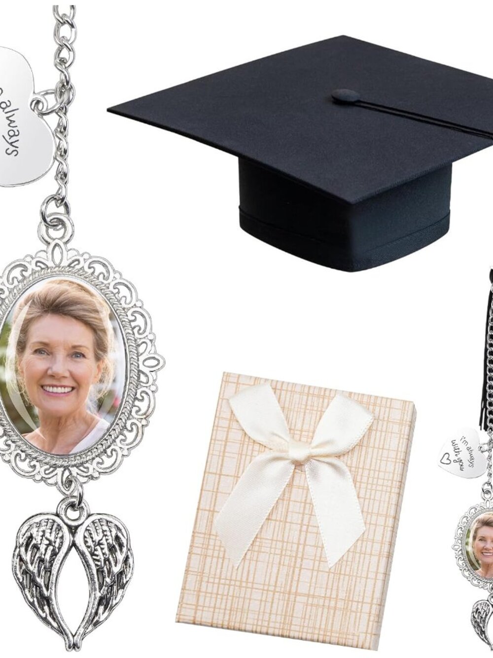 2 Pack Custom Memorial Graduation Cap Photo Charms Tassel Photo Charm